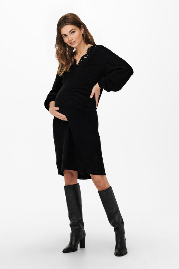 Womensecret Jersey-knit midi maternity dress Crna