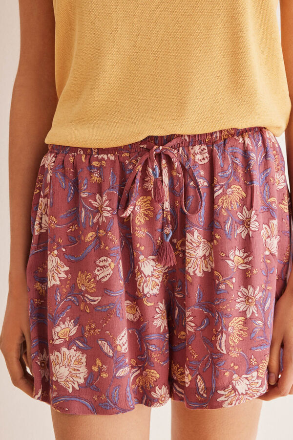 Womensecret Paisley print cheesecloth shorts brown