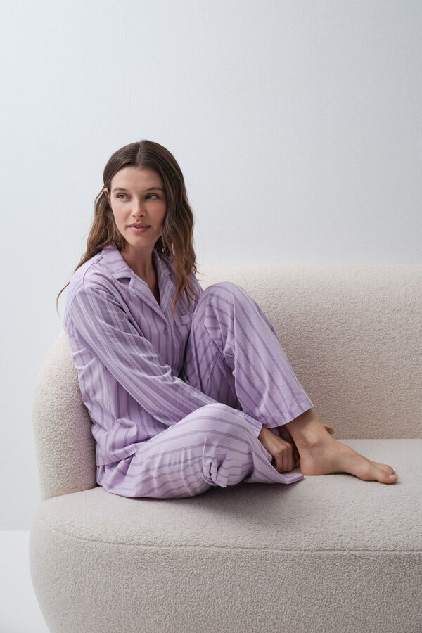 Women'secret Lilac striped classic pyjamas pink