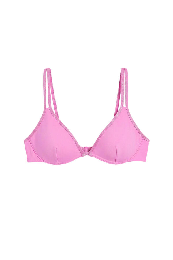 Women'secret Pink lurex underwired triangle bikini top pink
