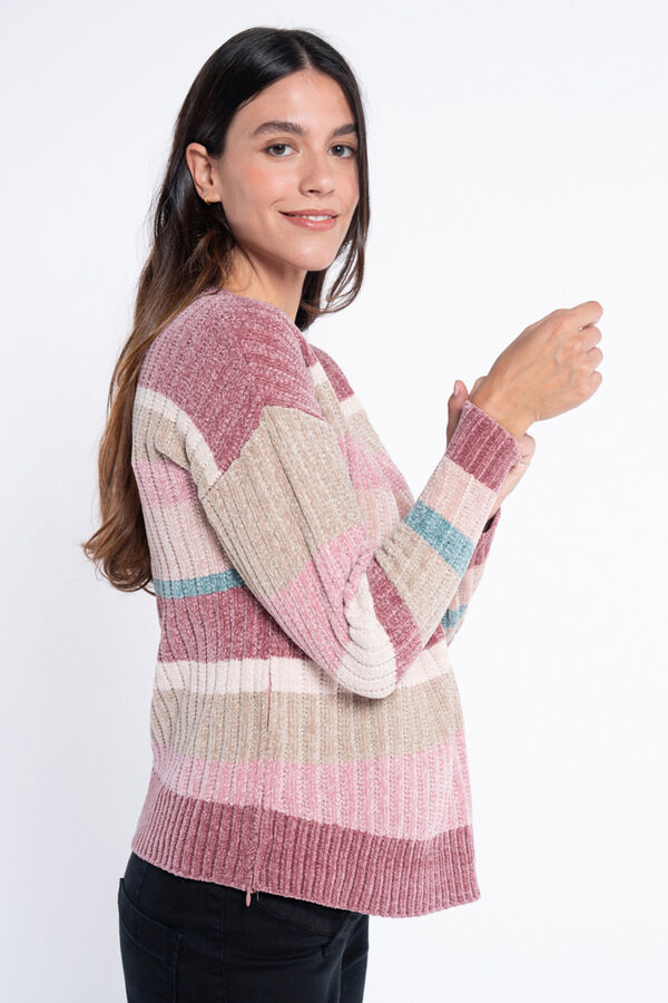 Ohma! Jersey rayas de chenilla con cremalleras estampado