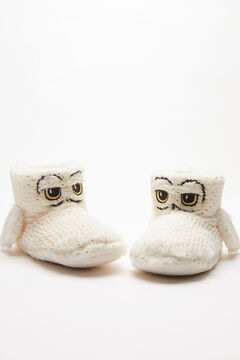 Womensecret Furry ivory 3D Hedwig slipper boots beige