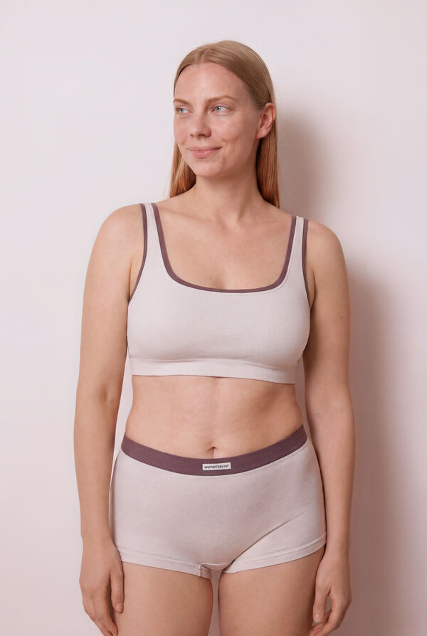 Women'secret Beige seamless ribbed long top nude