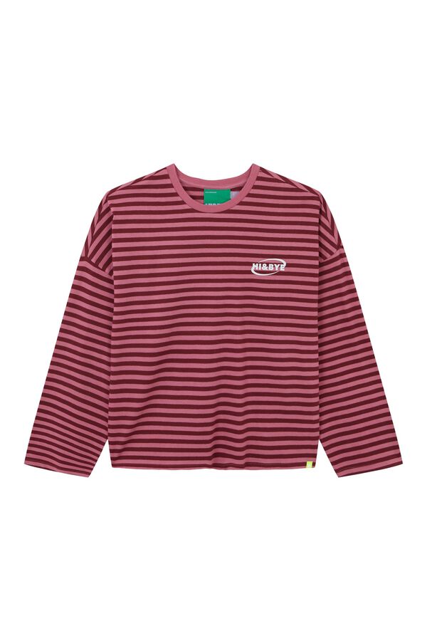 HI&BYE Pink striped cotton T-shirt pink