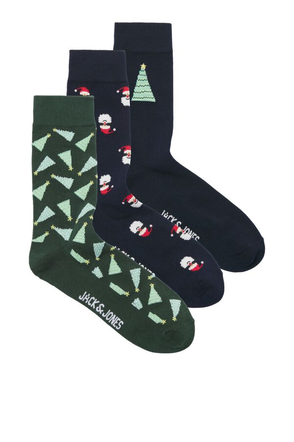 Jack & Jones Calcetines con algod&oacute;n Navidad verde