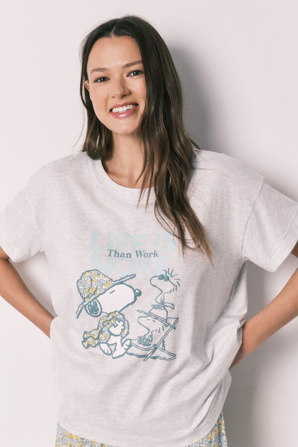 Women'secret Snoopy cotton long pyjamas grey