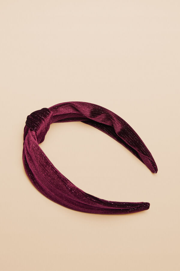 Womensecret Haarband Knoten glänzender Samt Granatrot  mit Print