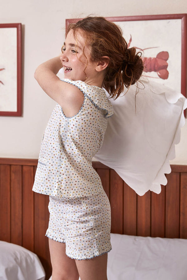 Womensecret Short pyjamas with multicoloured stars in white white