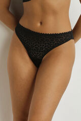 DIM Tanga de encaje negro