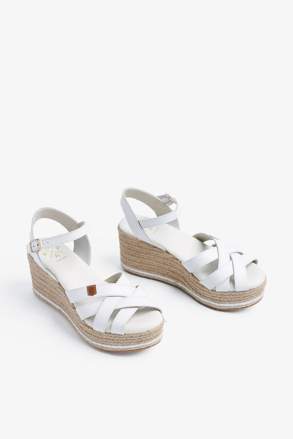 Popa Gialos leather low wedge sandal white