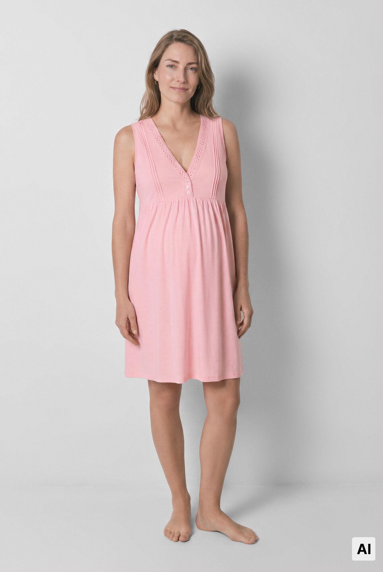 Women'secret Pink cotton sleeveless maternity nightgown