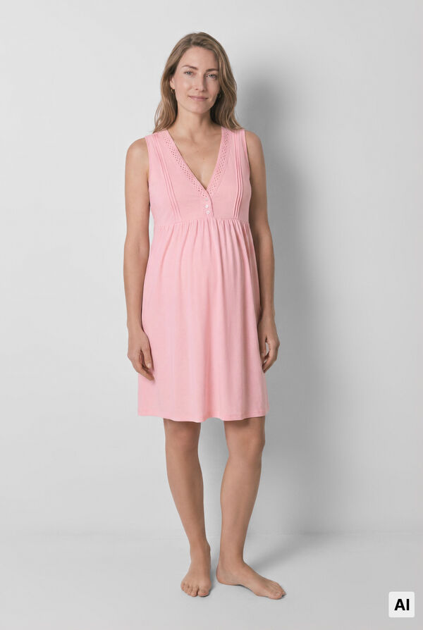 Women'secret Pink cotton sleeveless maternity nightgown pink