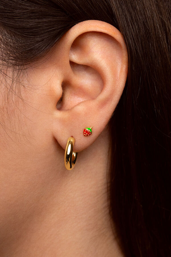 Womensecret Single Strawberry gold-plated silver earring Žuta