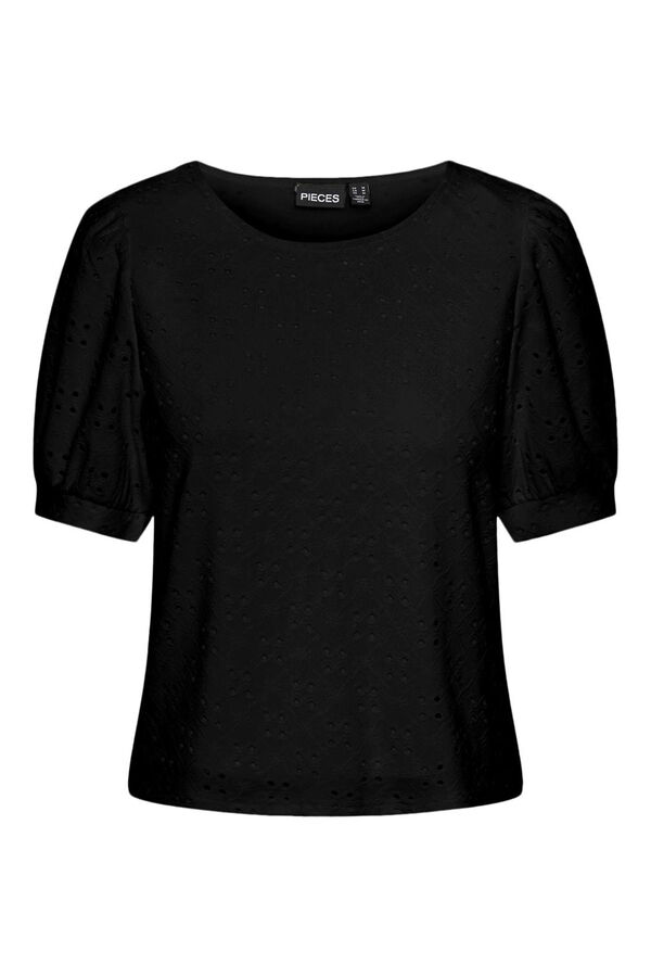 Womensecret Short-sleeved blouse with a W neckline.  black