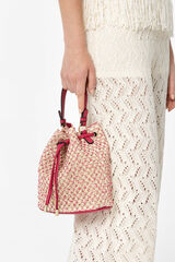 Womensecret Straw Effect Bucket Bag pink