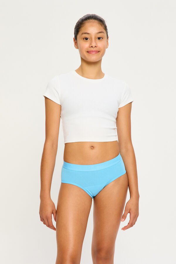 Modibodi Braga Menstrual Adolescente Boyleg Algod&oacute;n Org&aacute;nico  Flujo Abundante Blue azul