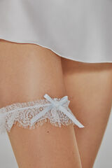 Womensecret White embroidered garter with tie Bež