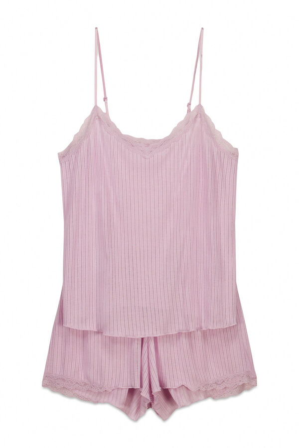 Women'secret Roze mekana na dodir rebrasta kratka pidžama Roze