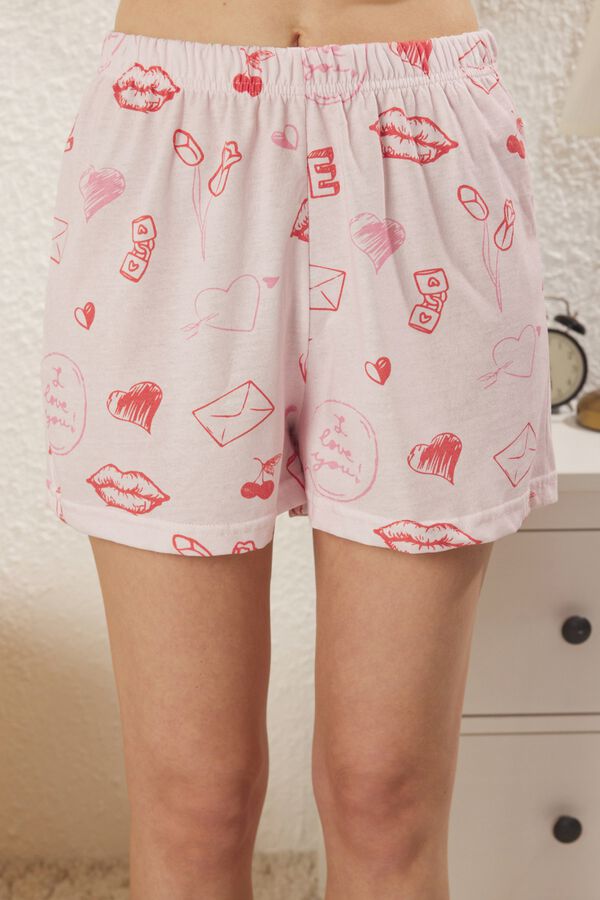 Trendyol Conjunto de pijama corto amor estampado
