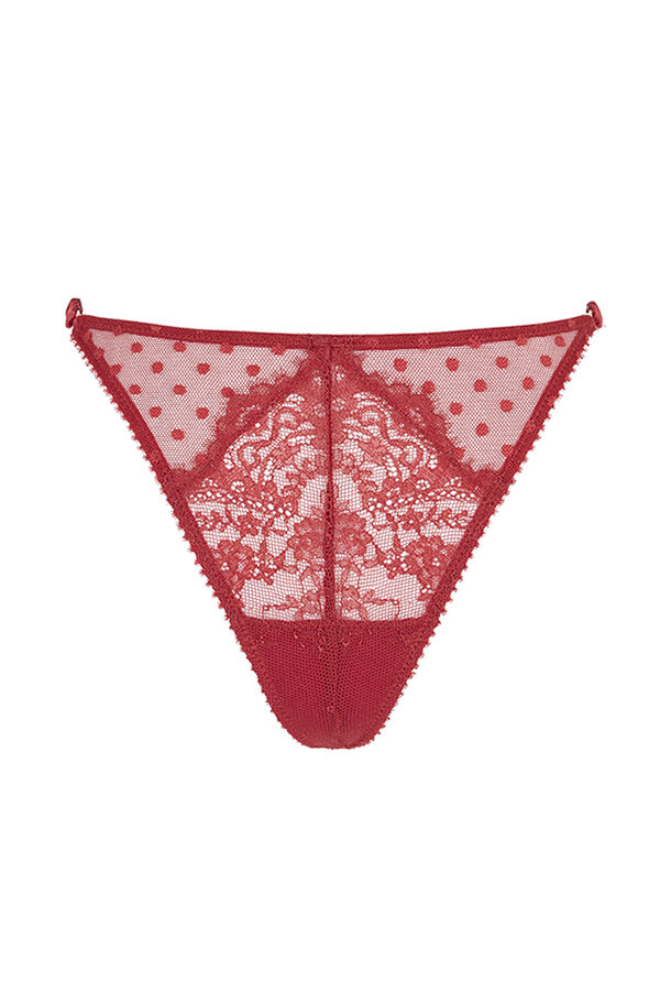 Womensecret Red plumetis and lace tanga burgundy