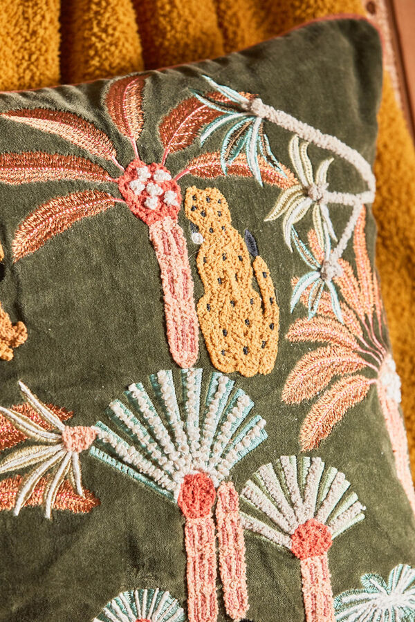 Womensecret Kissenbezug aus Baumwolle mit gestickter Palme mit Print