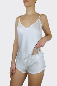 Womensecret Pijama corto de mujer en Crêpe blanco marfil