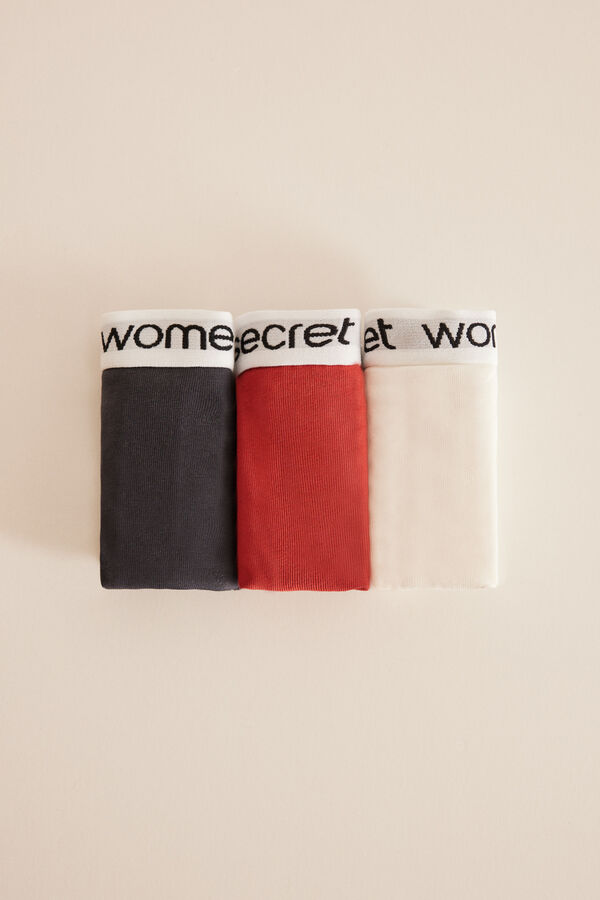 Womensecret 3er-Pack Panty-Slips Baumwolle Logo Weiß