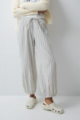 Women'secret Pantalon long ample &agrave; rayures jaune imprim&eacute;