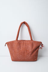 Women'secret Bandana print puffer large handbag nude