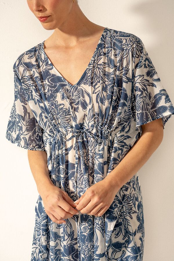 Abbacino  Plavi pamučni kaftan sa cvetnim printom Plava