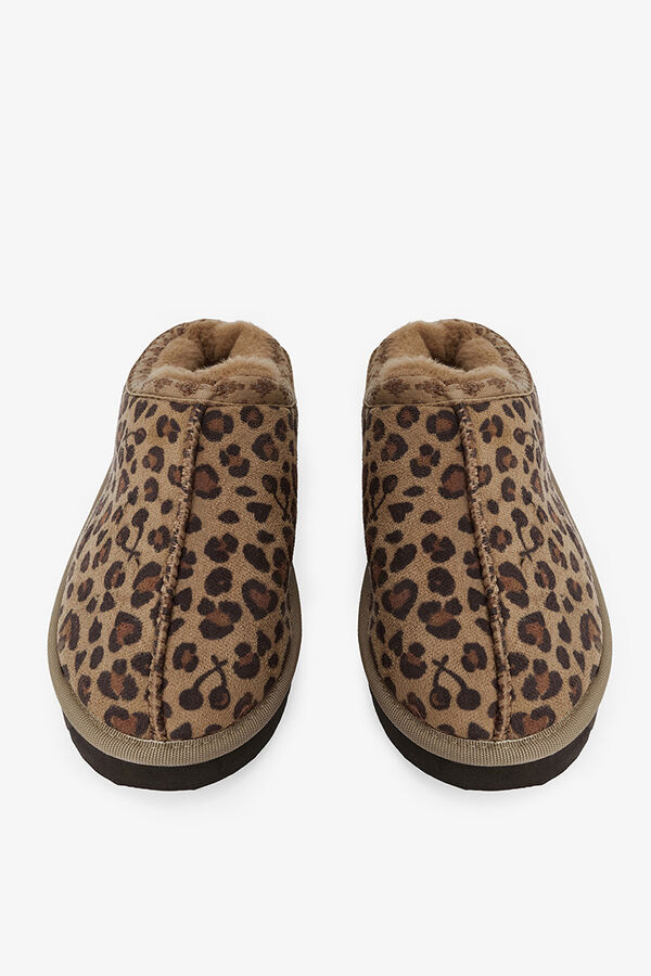 Penti Zapatillas de casa con estampado de leopardo beige