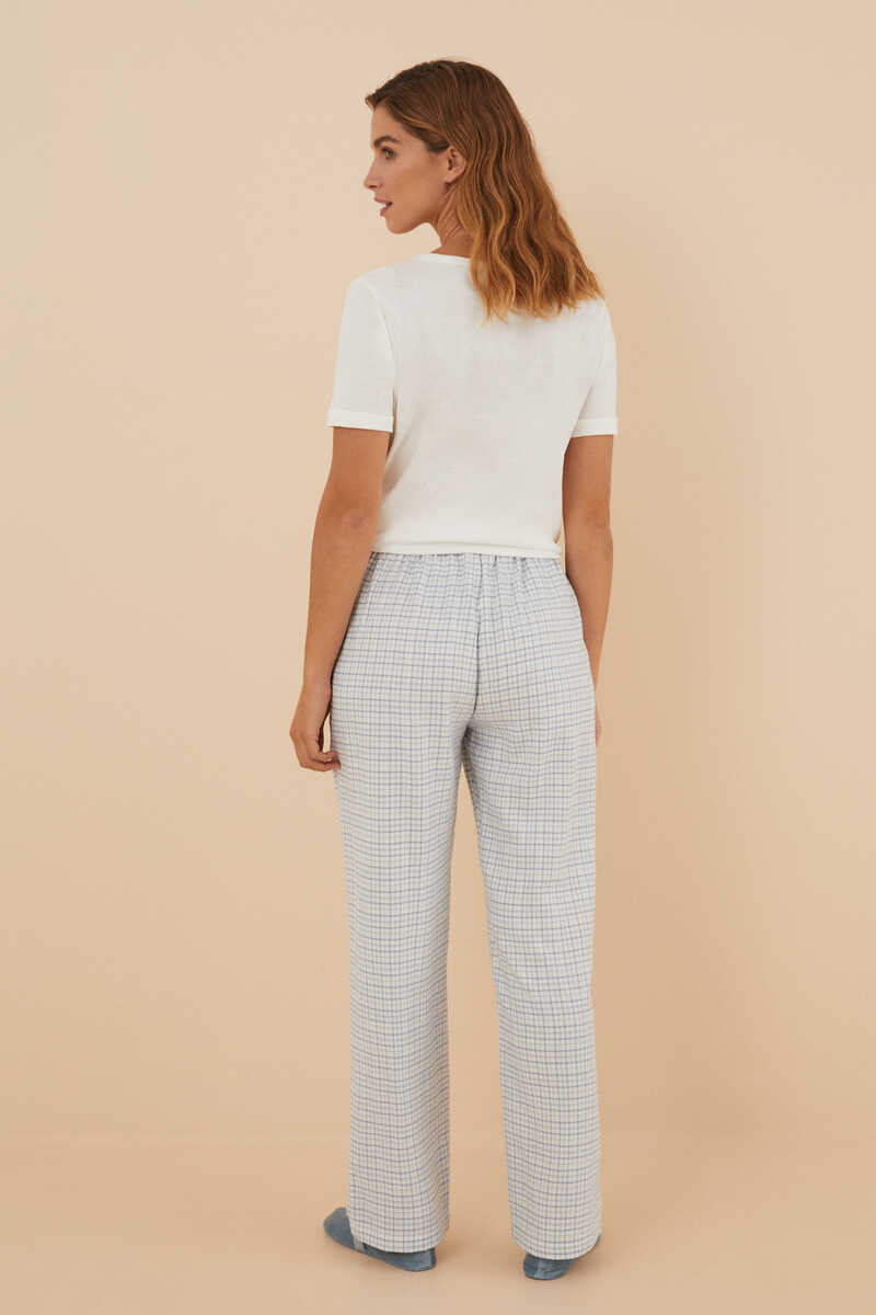 Womensecret Long checked blue lurex trousers printed