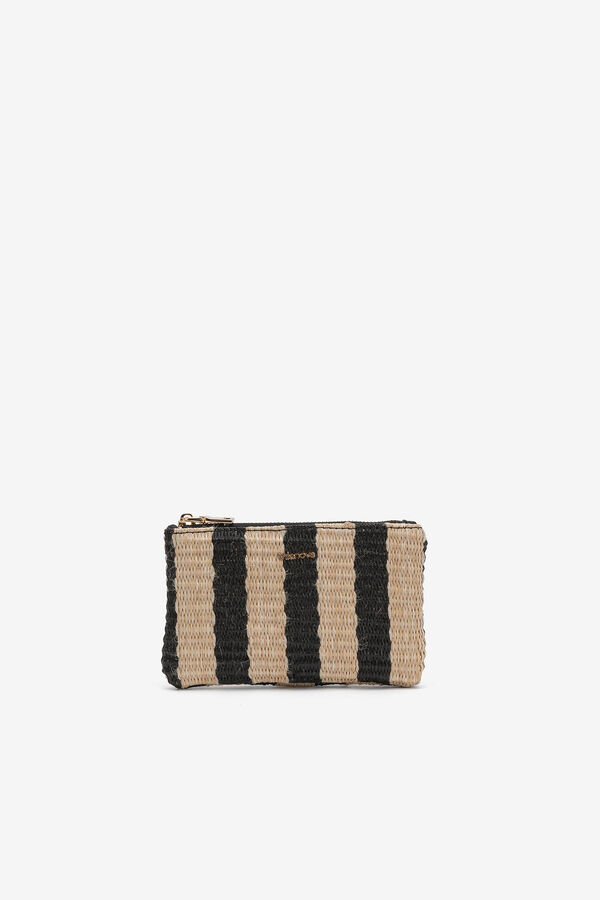 Womensecret Striped straw-look bag Bež