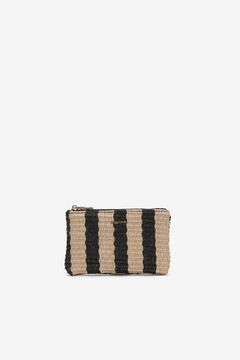 Womensecret Striped straw-look bag gris