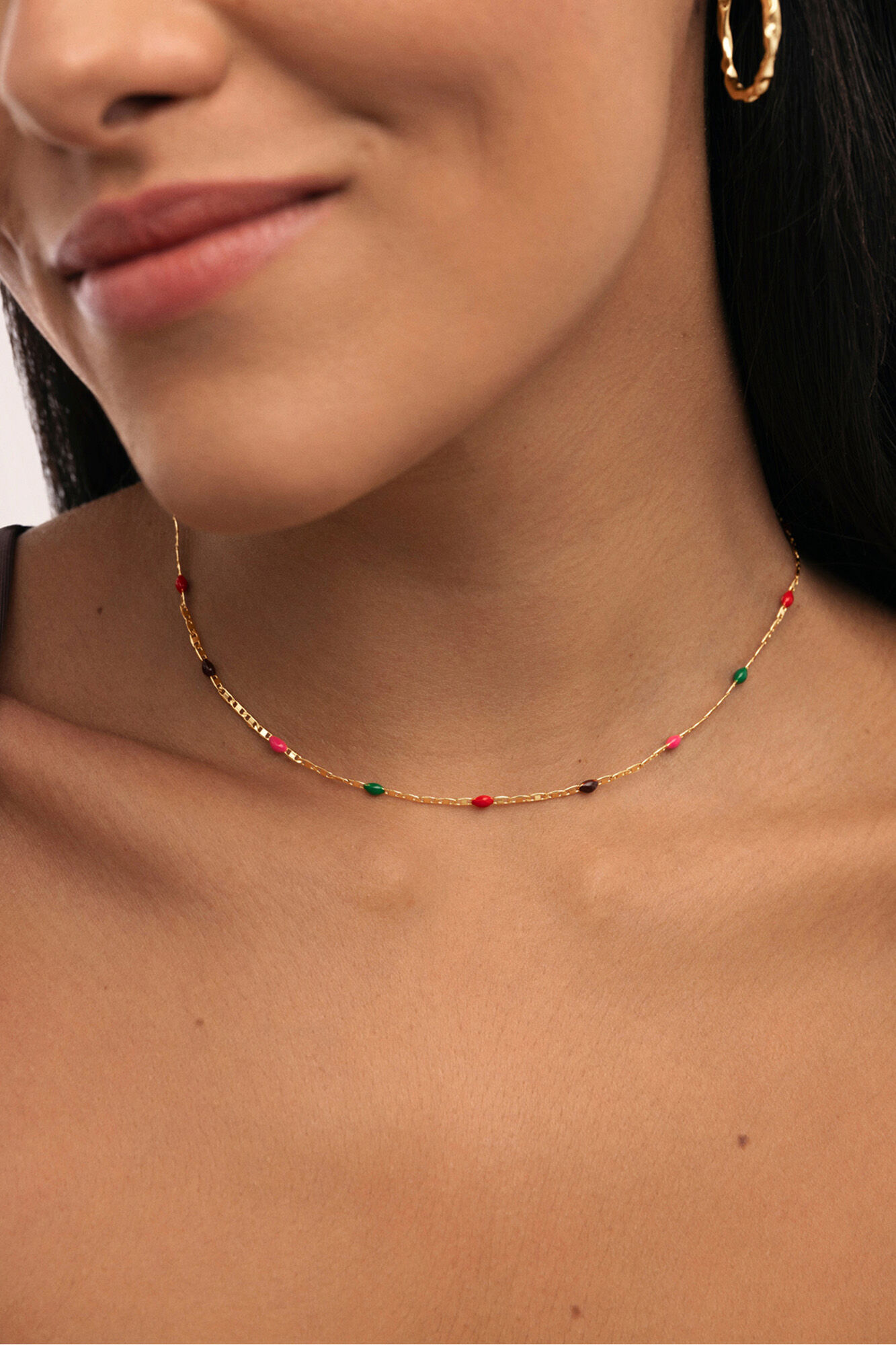 Singularu Halskette mit feiner Honig-Emaille, vergoldet