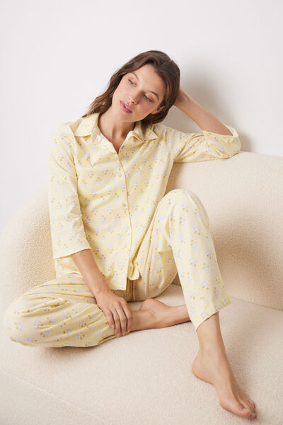 Womensecret Allover-Hemdpyjama aus Baumwolle mit Blumen mit Print