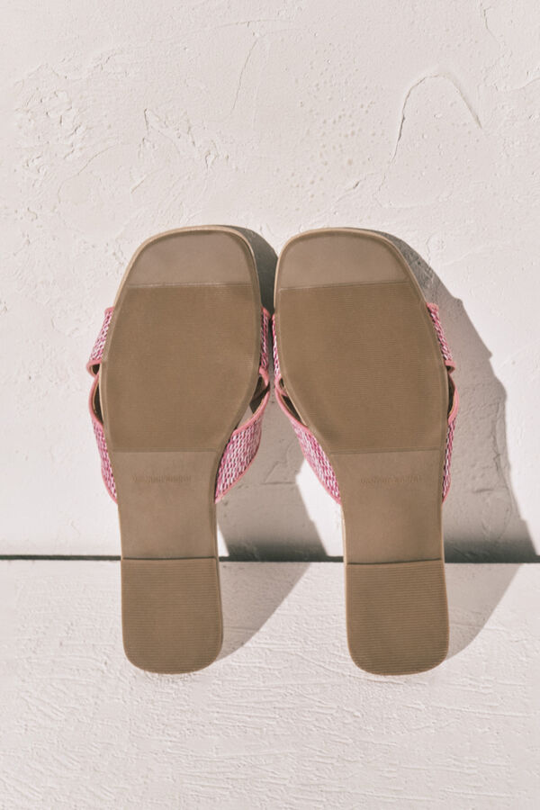Women'secret Lilac raffia mule sandals pink