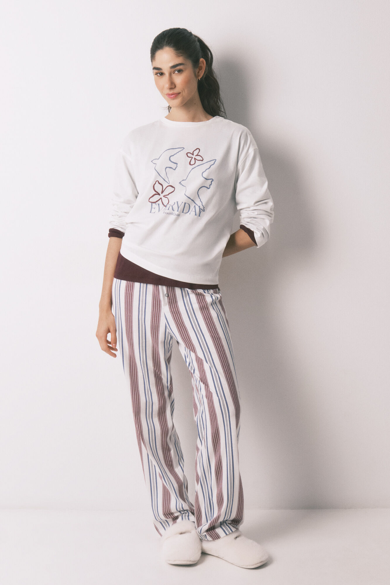 Women'secret White 100% cotton 3/4 sleeve T-shirt