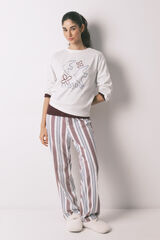 Women'secret White 100% cotton 3/4 sleeve T-shirt beige