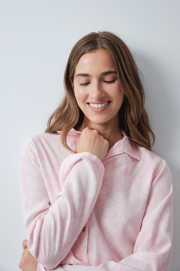Women'secret Bicolour floral print classic long pyjamas pink
