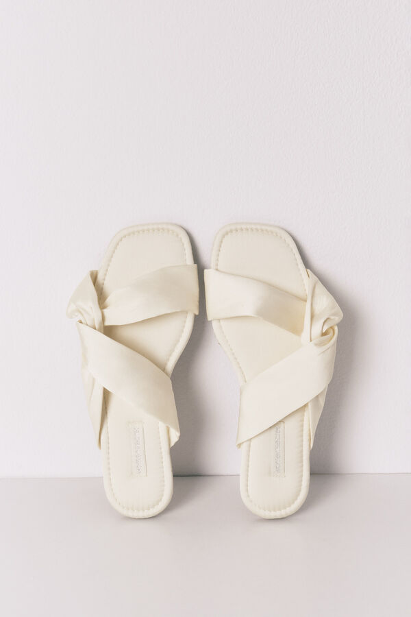 Women'secret Pantoufles satin n&oelig;ud jaunes imprim&eacute;