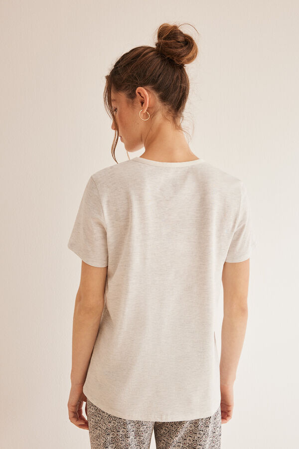 Womensecret Camiseta 100% algodón manga corta gris claro gris