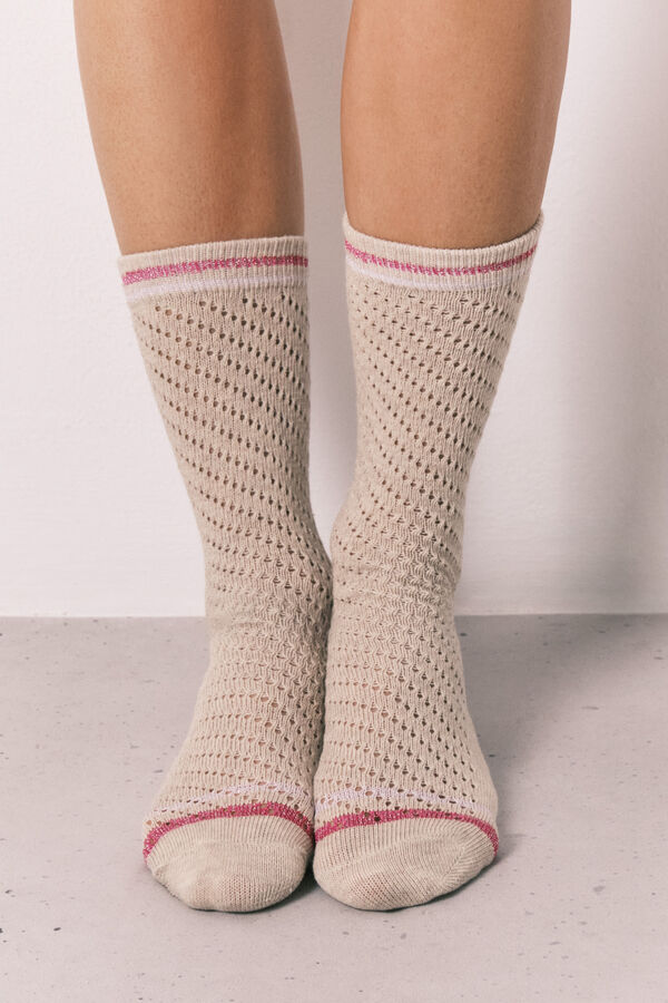 Women'secret Bež lureks duge čarape Boja Kože