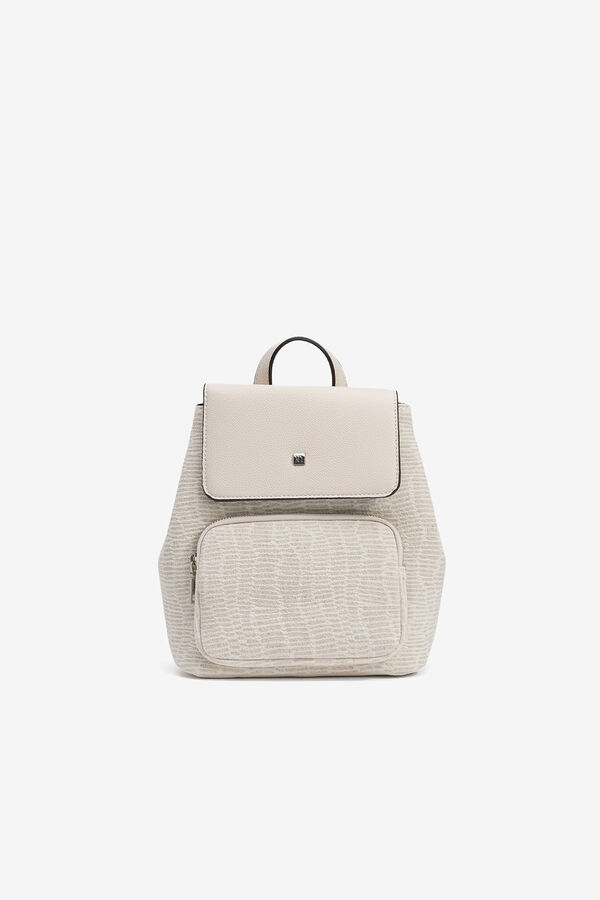 Vilanova Textured Backpack with Flap beige