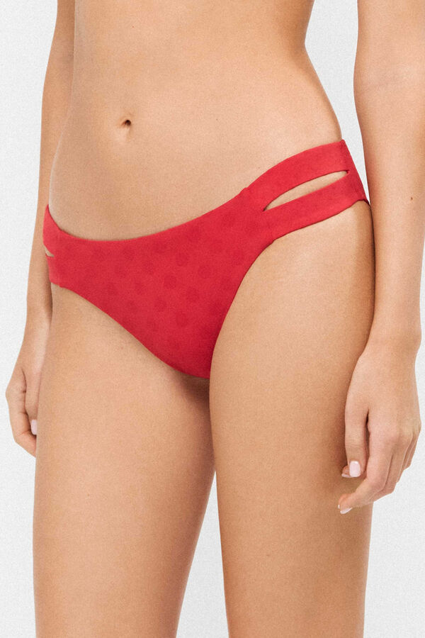 Gisela Braga bikini jacquard de puntos rojo