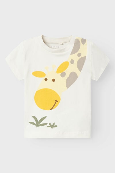 Womensecret Baby boys' short-sleeved giraffe T-shirt blanc