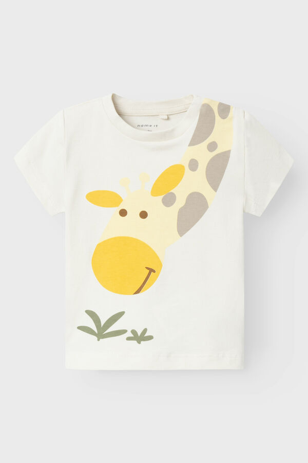 Womensecret Baby boys' short-sleeved giraffe T-shirt Weiß