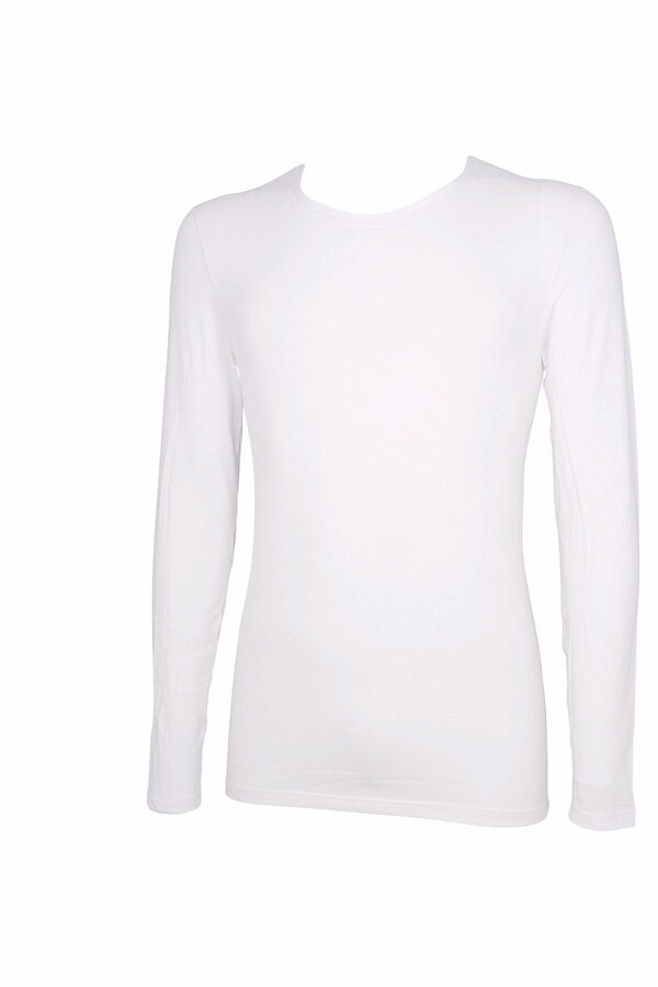 Cotonella Men's thermal round neck long-sleeved T-shirt white