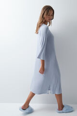 Women'secret Blue midi nightgown with lace details blue