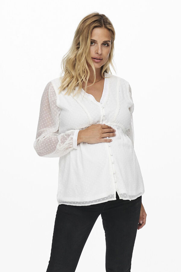 Only Maternity Camisa premamá de encaje mangas anchas blanco